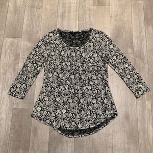Womens Lucky Brand Paisley 3/4 Sleeve Top‎ Shirt